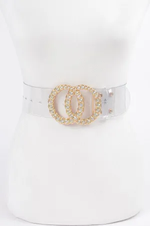 121124 Wide Plus Size Belt W Rhinestone Buckle