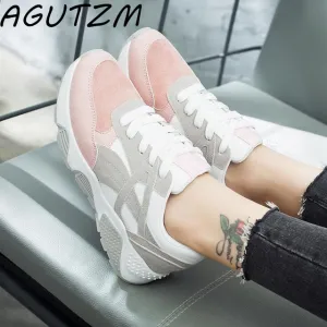 AGUTZM Platform Sneakers Woman Wedge 2018 Hot Sale Woman Casual Shoes 40 Plus Size Breathable Female Sneakers Woman Mesh Shoes