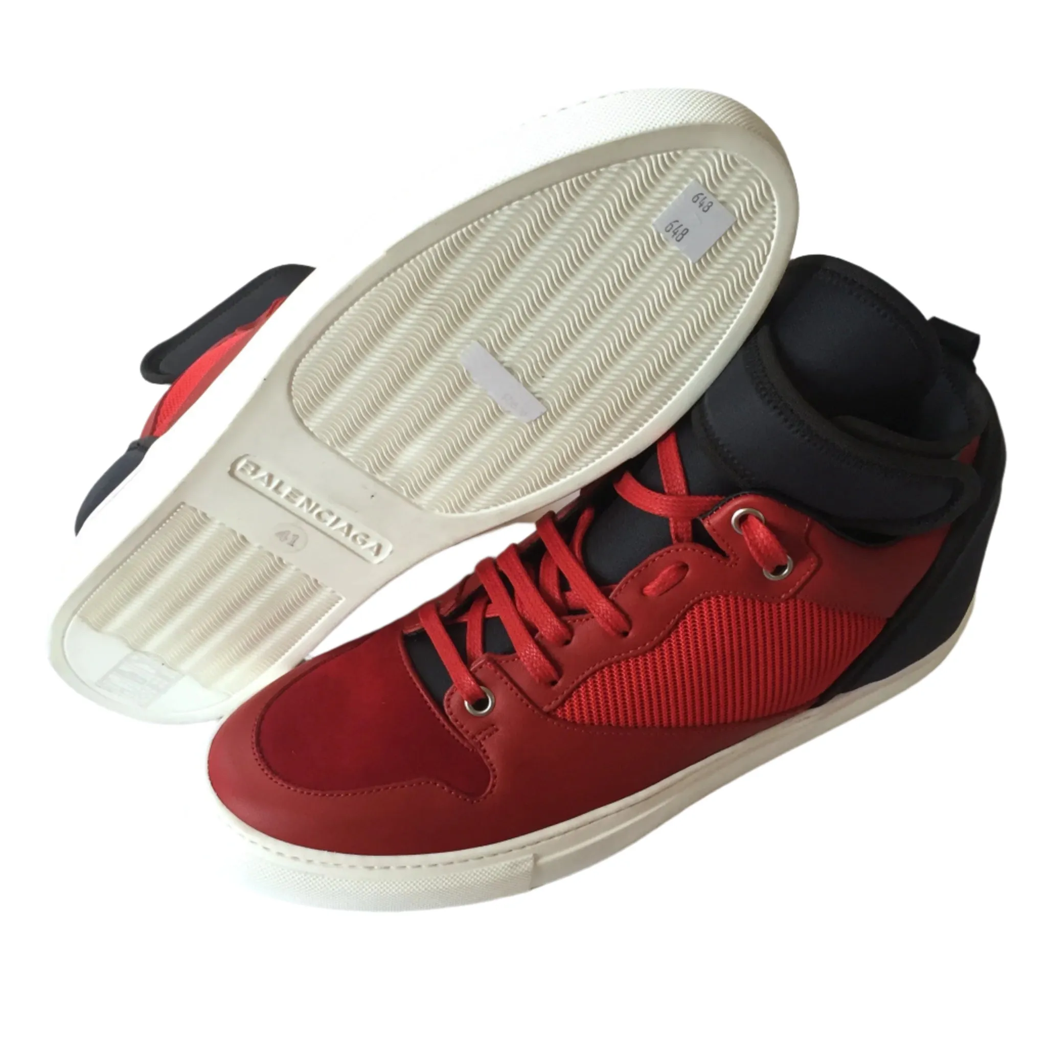 Balenciaga - Leather & Neoprene Mid Top Sneakers