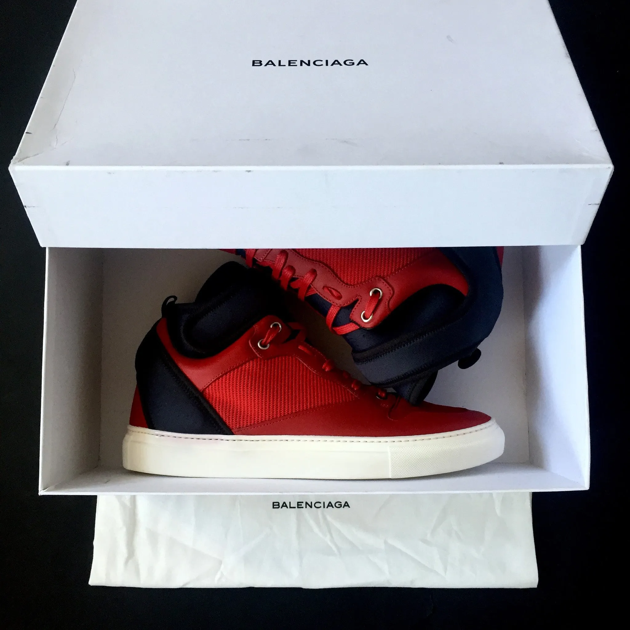 Balenciaga - Leather & Neoprene Mid Top Sneakers