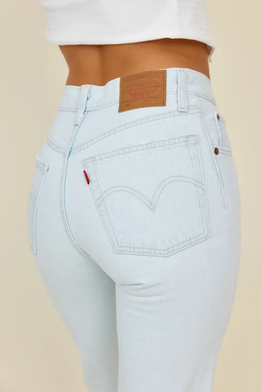 LEVI'S 501 Original Cropped Jeans Light Indigo Worn In
