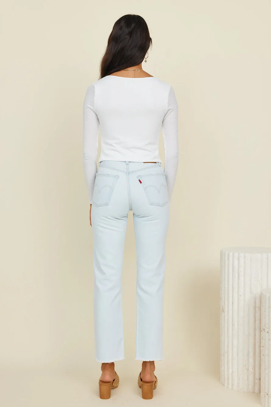 LEVI'S 501 Original Cropped Jeans Light Indigo Worn In