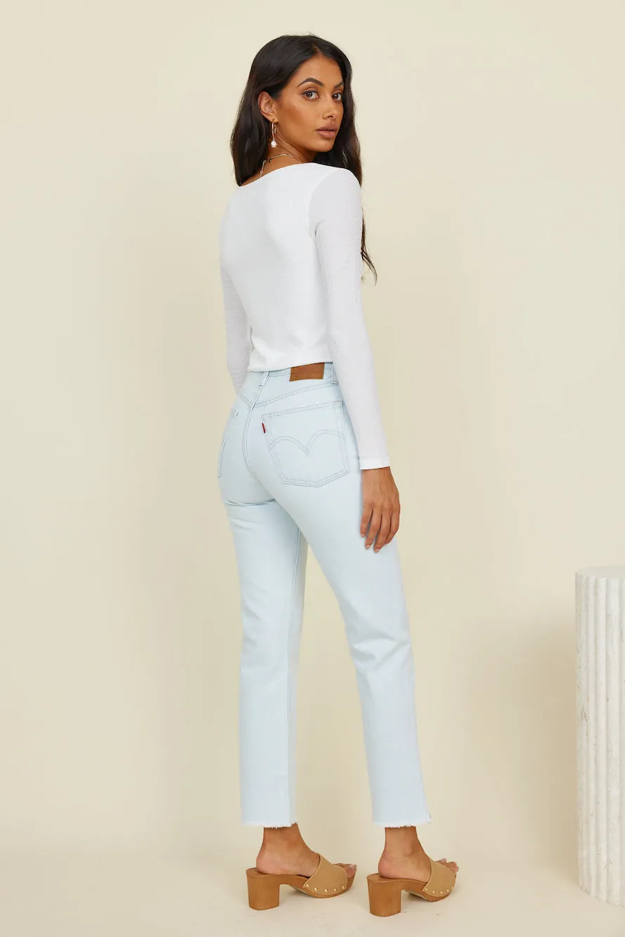 LEVI'S 501 Original Cropped Jeans Light Indigo Worn In
