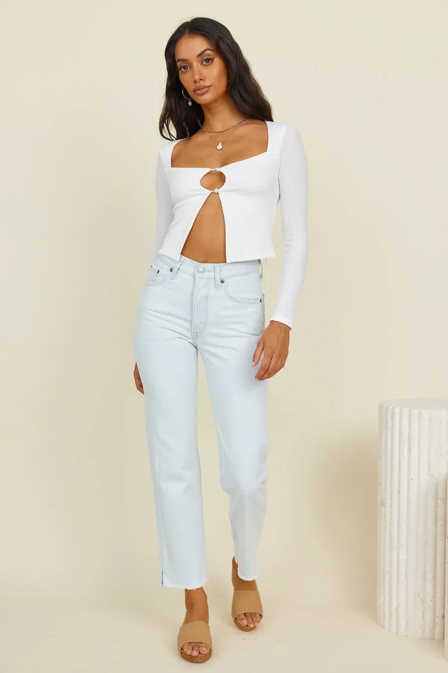 LEVI'S 501 Original Cropped Jeans Light Indigo Worn In