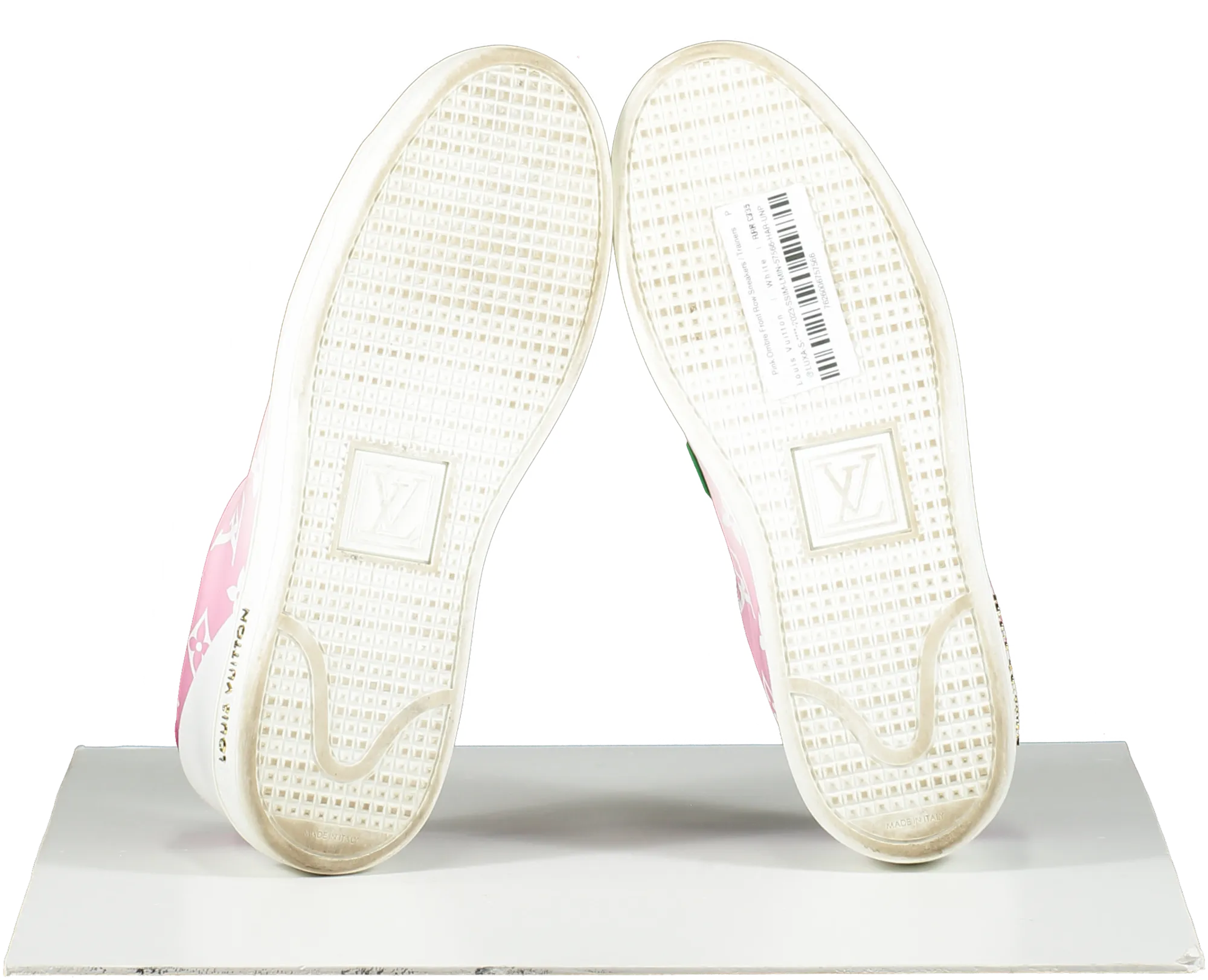 Louis Vuitton Pink/White Front Row LV Monogram logo Leather Trainers UK 3.5 EU 36.5 