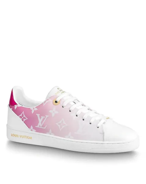 Louis Vuitton Pink/White Front Row LV Monogram logo Leather Trainers UK 3.5 EU 36.5 