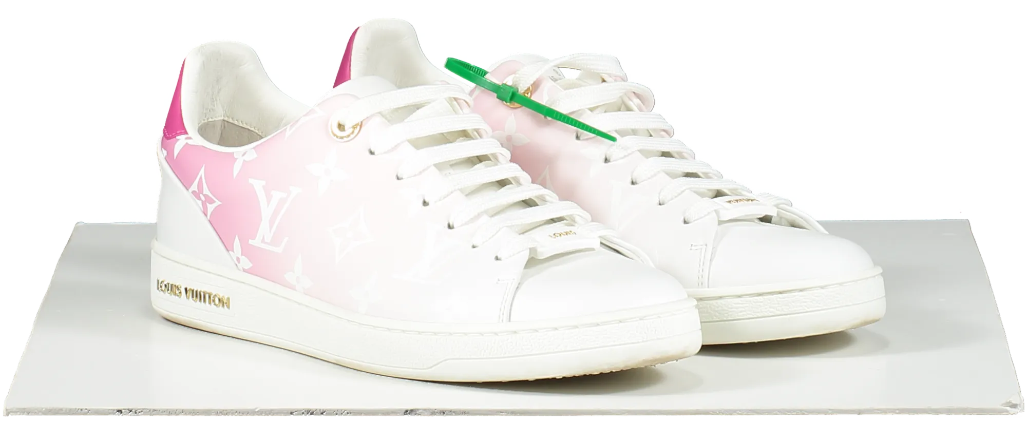 Louis Vuitton Pink/White Front Row LV Monogram logo Leather Trainers UK 3.5 EU 36.5 