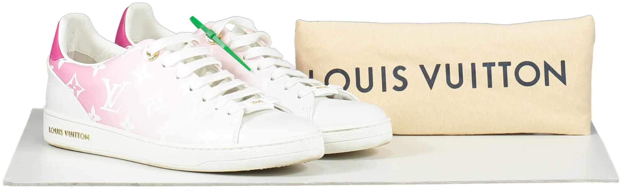 Louis Vuitton Pink/White Front Row LV Monogram logo Leather Trainers UK 3.5 EU 36.5 