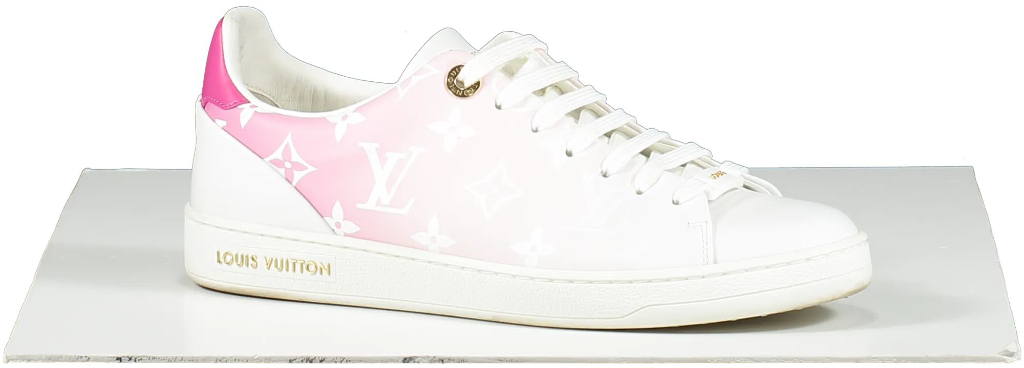 Louis Vuitton Pink/White Front Row LV Monogram logo Leather Trainers UK 3.5 EU 36.5 