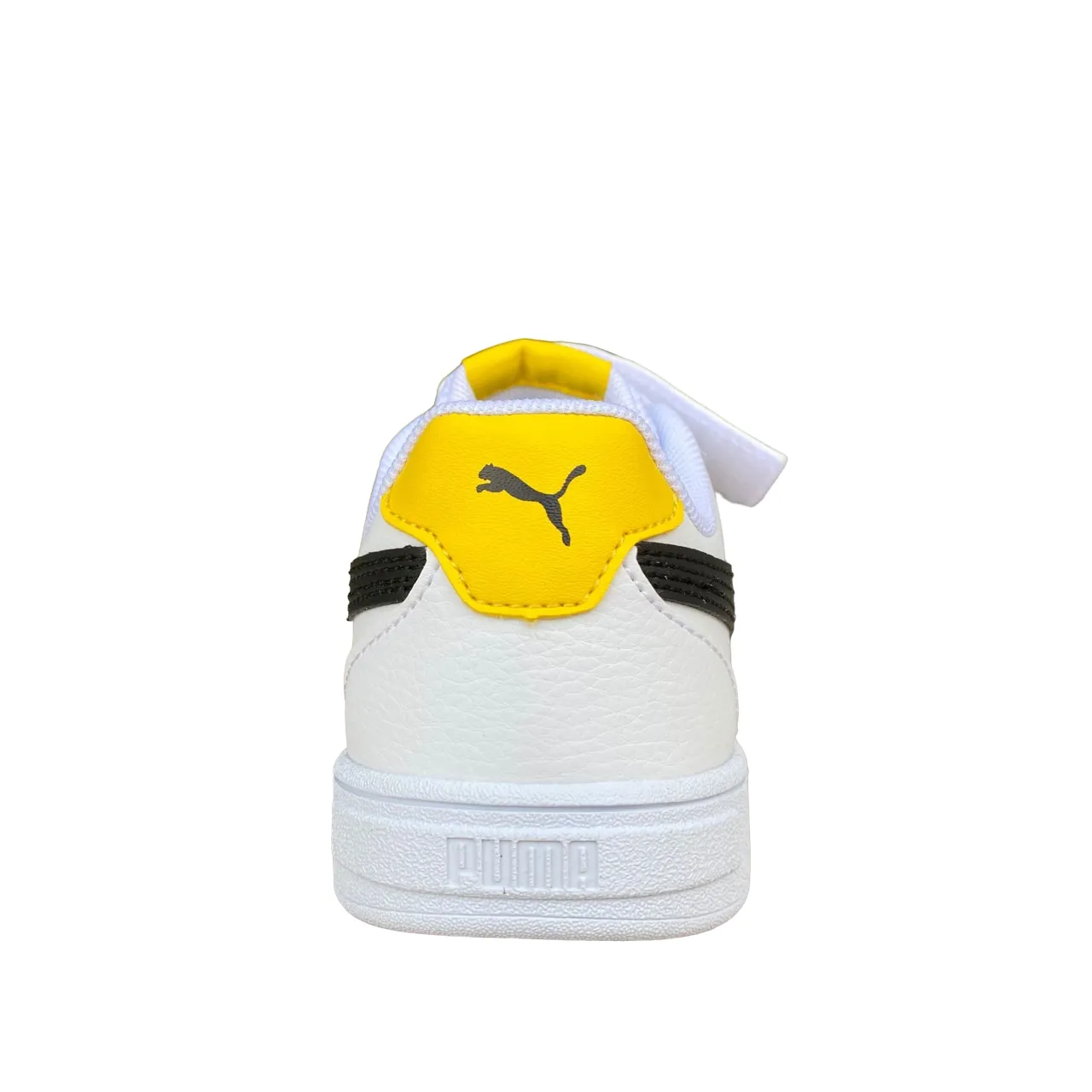 Puma unisex junior low sneakers with elastic lace and velcro Caven AC PS 389307 14 white-black-yellow