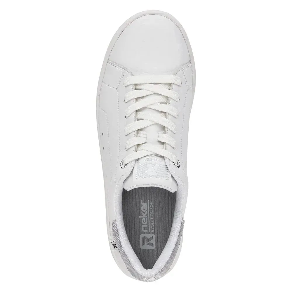 Rieker Evolution White Leather Tennis Shoe - 41902
