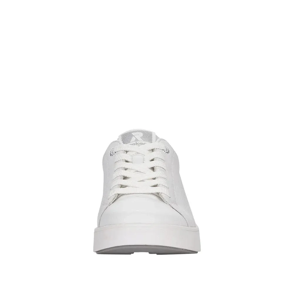 Rieker Evolution White Leather Tennis Shoe - 41902