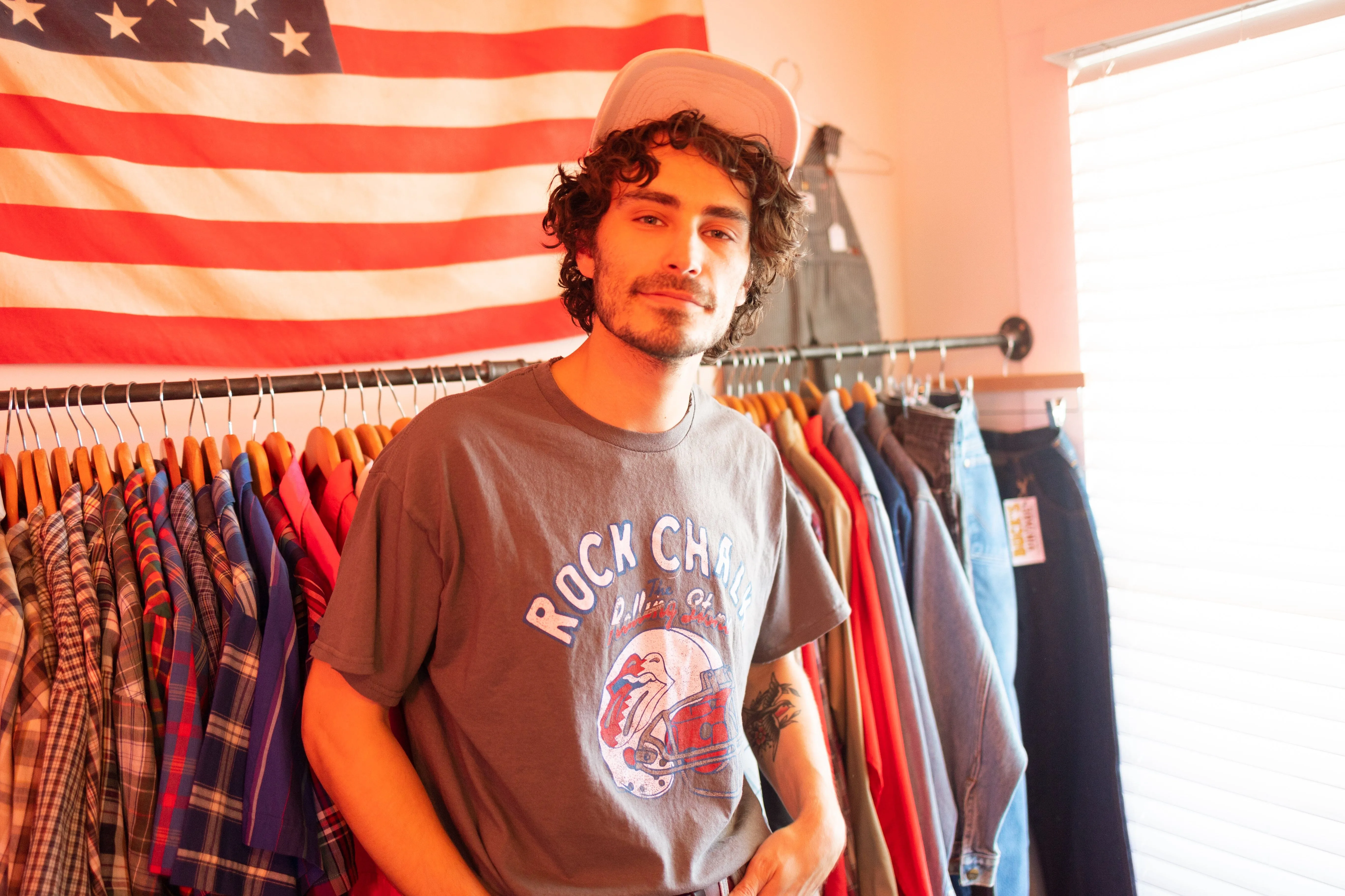 Rolling Stones KU Jayhawks Helmet Lick Charcoal Thrifted Tee