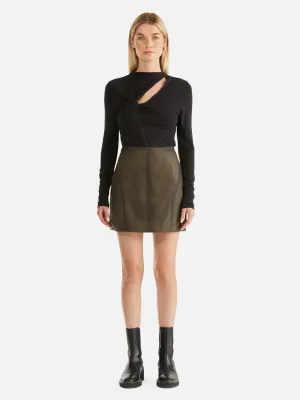 Stevie Worn Leather Skirt