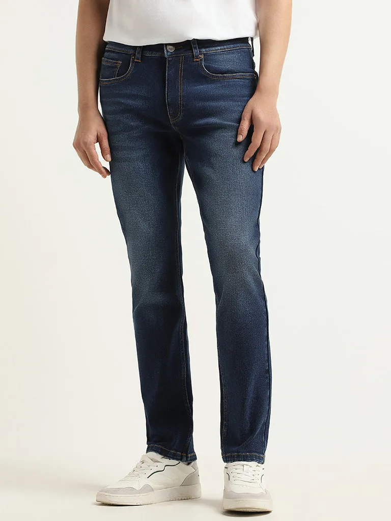 WES Casuals Dark Blue Relaxed - Fit Mid - Rise Jeans