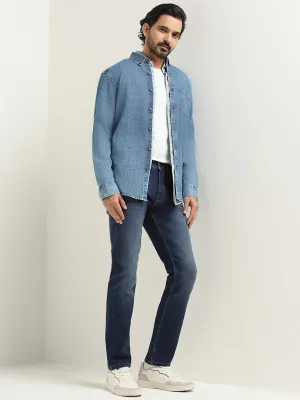 WES Casuals Dark Blue Relaxed - Fit Mid - Rise Jeans