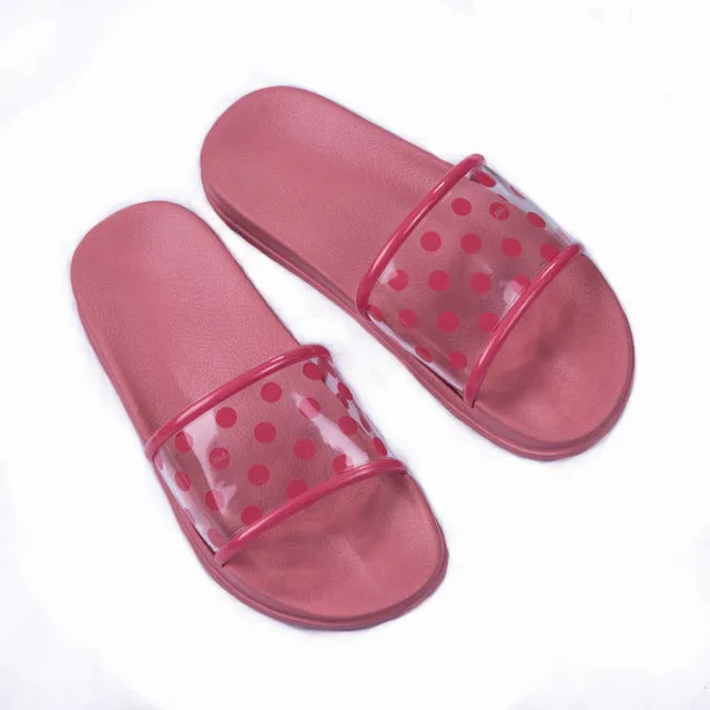 Woman 2019 Polka Dots Transparent Peep Toe Flip Flops