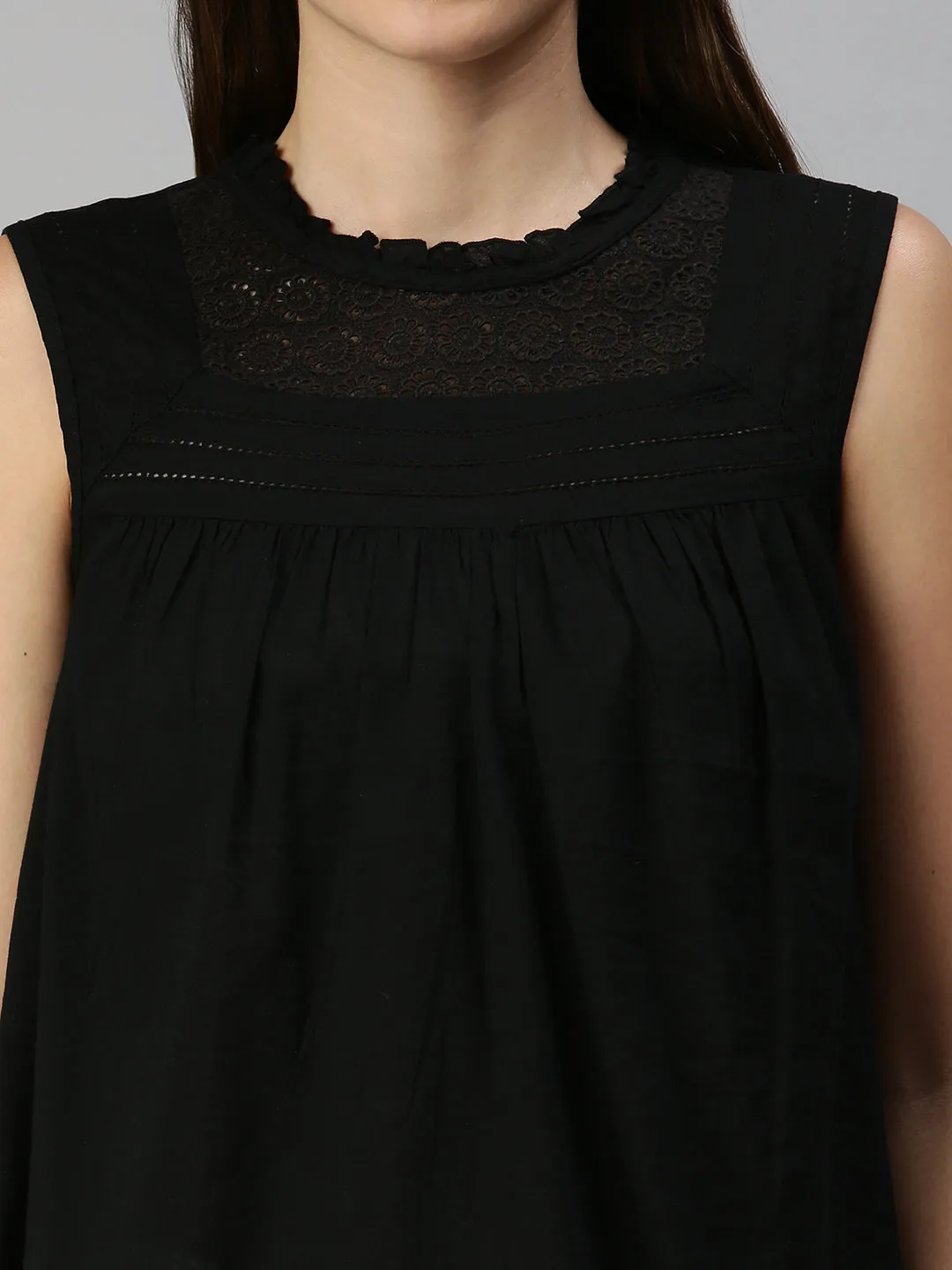 Women Black A-Line Top