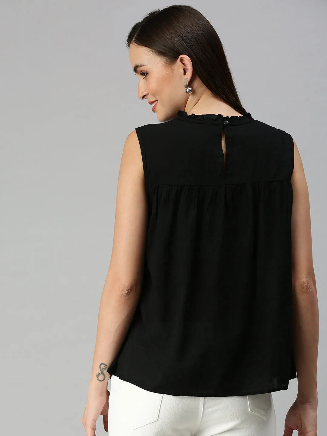 Women Black A-Line Top