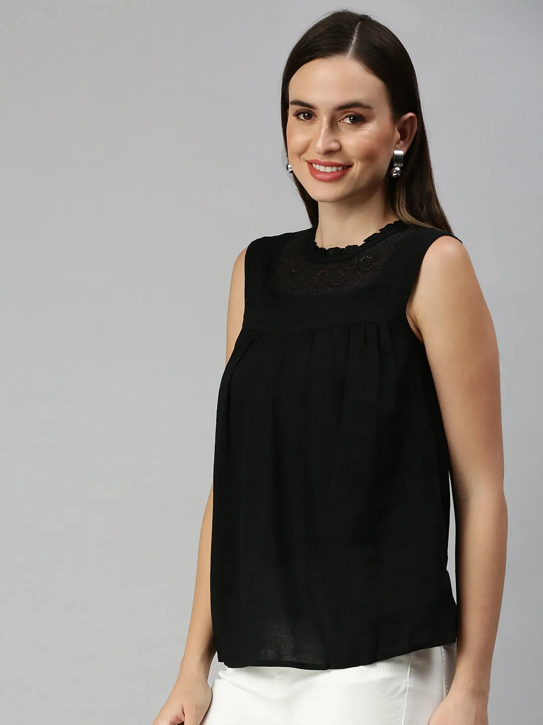 Women Black A-Line Top