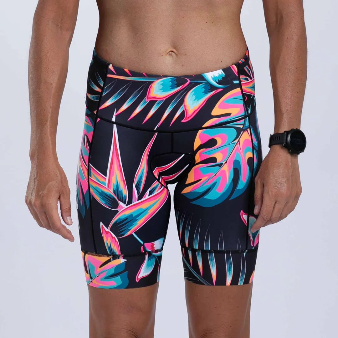 Womens LTD Triathlon 8 Inch Short - Koa Tropical