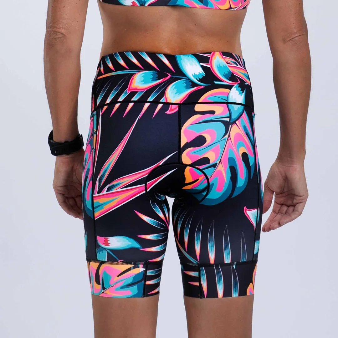 Womens LTD Triathlon 8 Inch Short - Koa Tropical