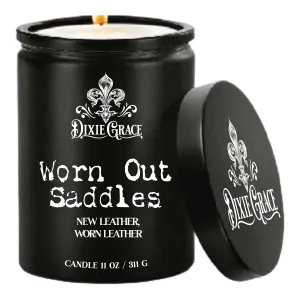 Worn Out Saddles - 11 oz Glass Candle - Cotton Wick